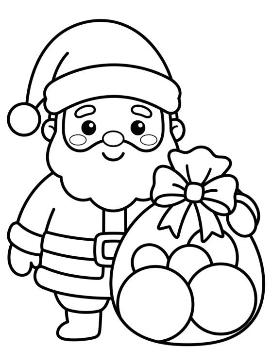 Desenho de Papá Noel com Saco de Regalos para colorir e imprimir grátis