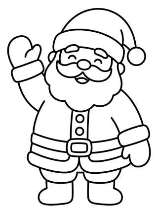 Desenho de Papá Noel Kawaii Saludando para colorir e imprimir grátis