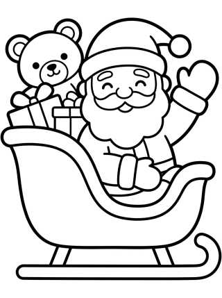 Desenho de Papá Noel en el Trineo de Juguetes para colorir e imprimir grátis