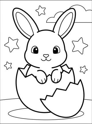 Desenho de Bebé Conejito Saliendo del Huevo de Pascua para colorir e imprimir grátis