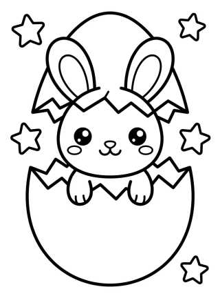 Desenho de Bebé Conejo Saliendo del Huevo para colorir e imprimir grátis