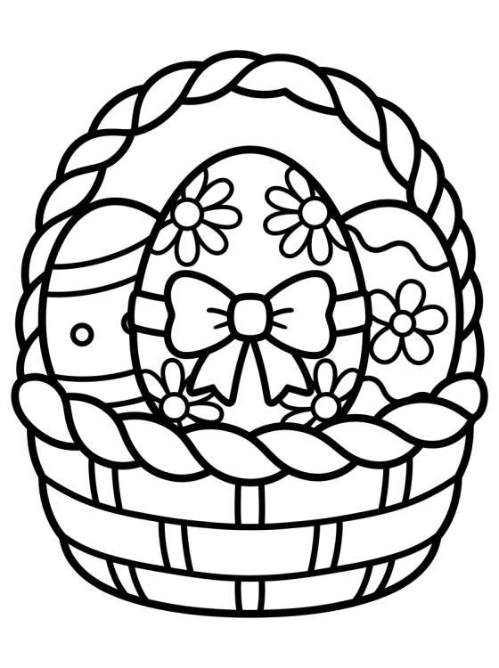 Desenho de Canasta de Huevos de Pascua Decorados para colorir e imprimir grátis