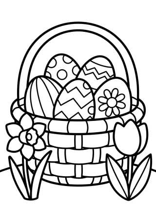 Desenho de Canasta de Huevos de Pascua Decorados para colorir e imprimir grátis