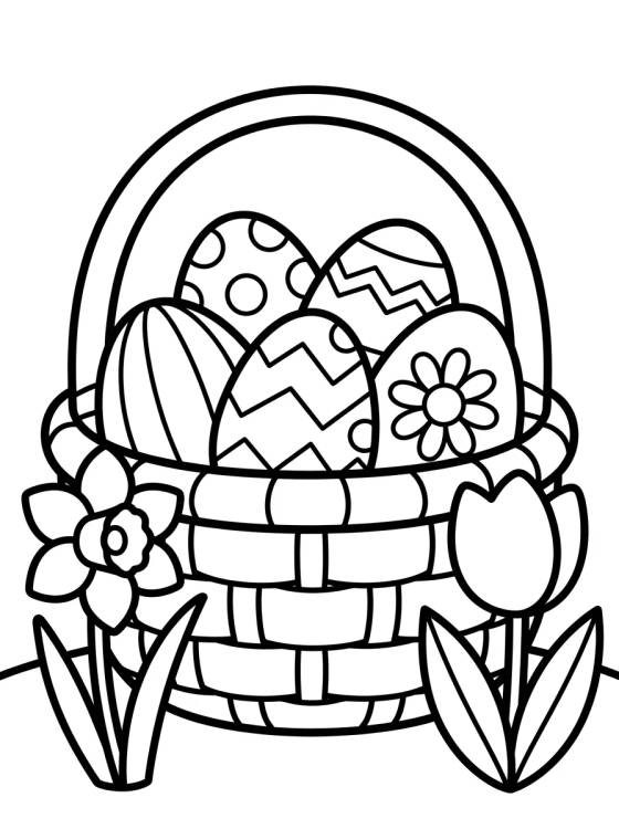 Desenho de Canasta de Huevos de Pascua Decorados para colorir e imprimir grátis