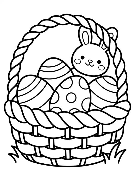 Desenho de Canasta de Huevos de Pascua Decorados para colorir e imprimir grátis