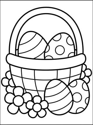 Desenho de Canasta de Huevos de Pascua para colorir e imprimir grátis