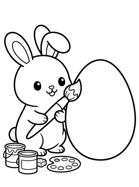 Desenho de Conejita Pintando Huevo de Pascua para colorir e imprimir grátis