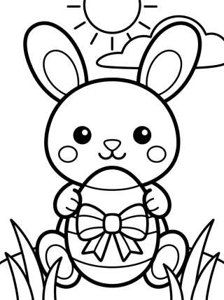 Desenho de Conejito con Huevo de Pascua para colorir e imprimir grátis