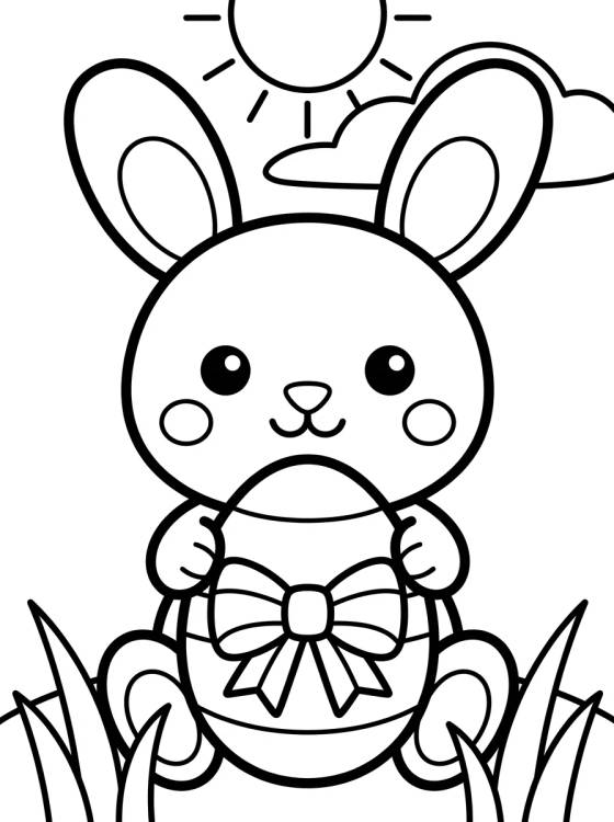 Desenho de Conejito con Huevo de Pascua para colorir e imprimir grátis