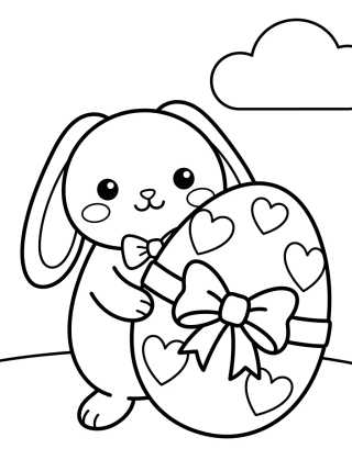 Desenho de Conejito de Pascua con Huevo Gigante para colorir e imprimir grátis