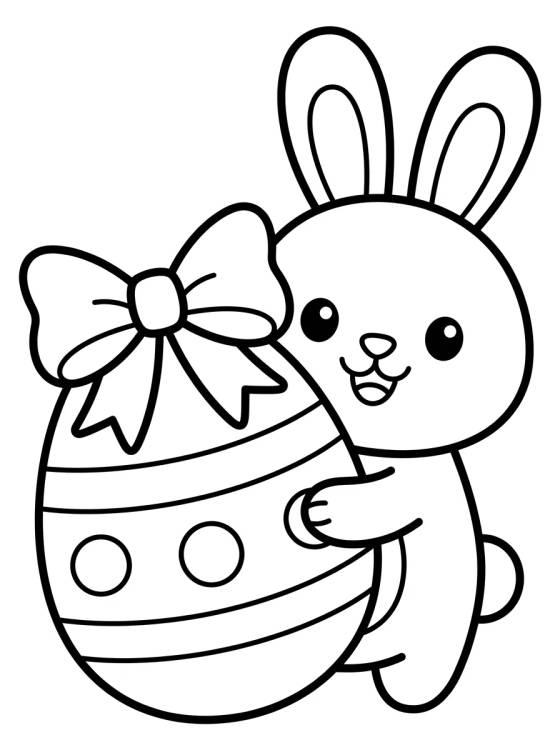 Desenho de Conejito de Pascua com Huevo Gigante para colorir e imprimir grátis