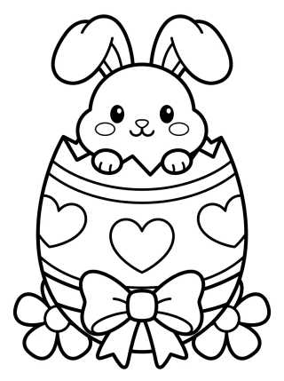 Desenho de Conejito Tierno en el Huevo de Pascua para colorir e imprimir grátis