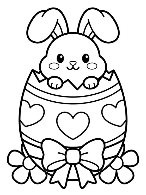 Desenho de Conejito Tierno en el Huevo de Pascua para colorir e imprimir grátis