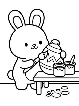 Desenho de Conejito Pintor de Huevos de Pascua para colorir e imprimir grátis