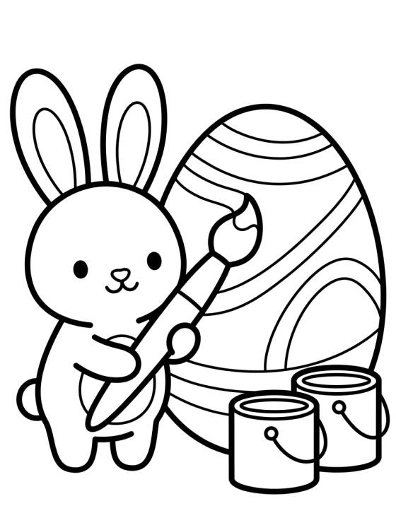 Desenho de Conejito Pintor de Pascua para colorir e imprimir grátis
