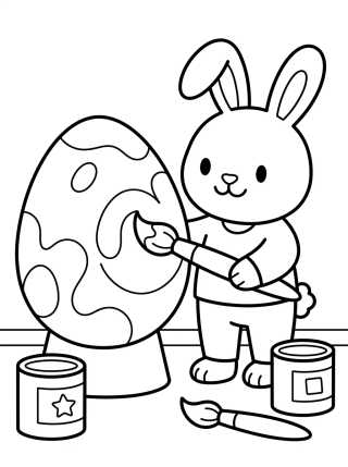 Desenho de Conejo Pintando Huevo de Pascua para colorir e imprimir grátis