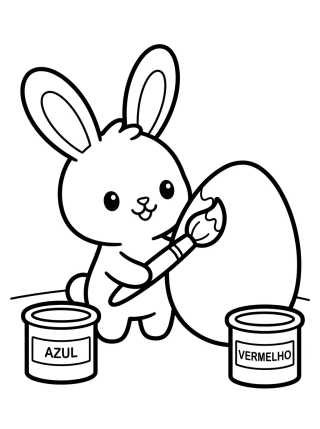 Desenho de Conejo Pintando Huevo de Pascua para colorir e imprimir grátis