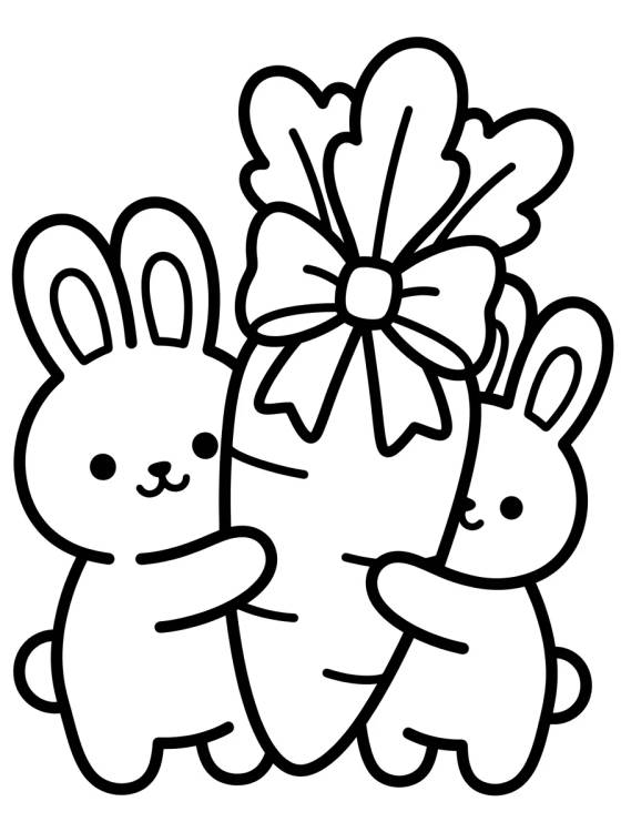 Desenho de Familia Conejo con Zanahorias para colorir e imprimir grátis