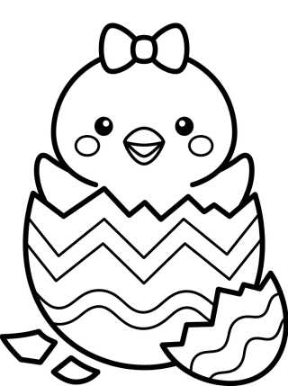 Desenho de Pollito Saliendo del Huevo de Pascua para colorir e imprimir grátis