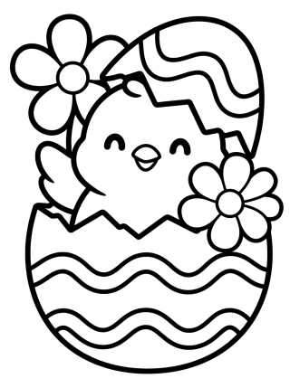Desenho de Pollito Saliendo del Huevo de Pascua para colorir e imprimir grátis