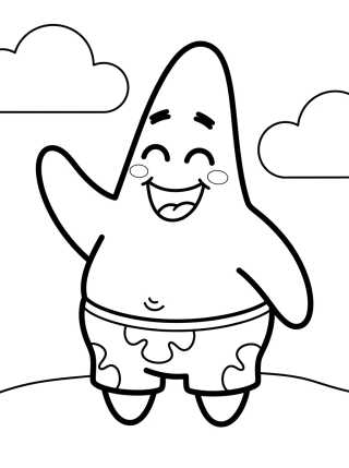 Desenho de Patricio Estrella Saludando Feliz para colorir e imprimir grátis
