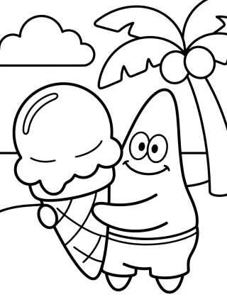 Desenho de Patricio Estrella con Helado para colorir e imprimir grátis