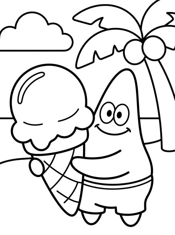 Desenho de Patricio Estrella con Helado para colorir e imprimir grátis