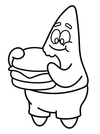 Desenho de Patricio Estrella Comiendo una Burger Cangreburguer para colorir e imprimir grátis