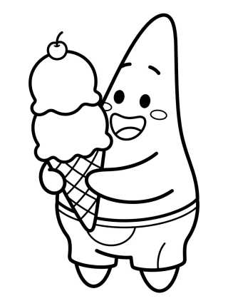 Desenho de Patricio Estrella Comiendo Helado para colorir e imprimir grátis
