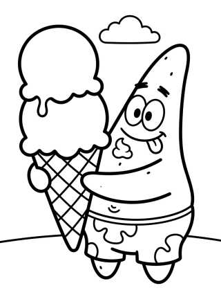 Desenho de Patricio Estrella Comiendo Helado para colorir e imprimir grátis