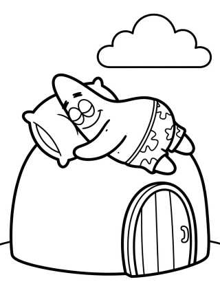 Desenho de Patricio Estrella Durmiendo en su Piedra para colorir e imprimir grátis