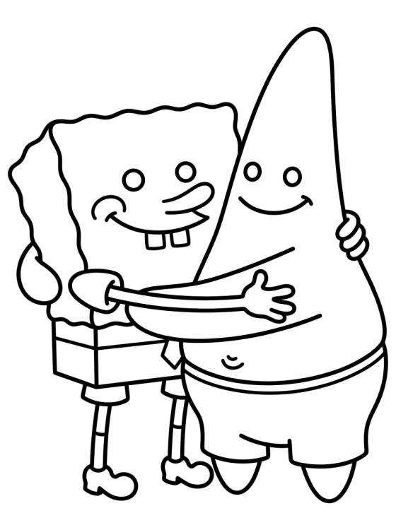 Desenho de Patricio Estrella y Bob Esponja Amigos para colorir e imprimir grátis
