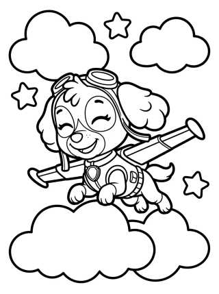 Desenho de Skye Volando en las Nubes para Colorear para colorir e imprimir grátis