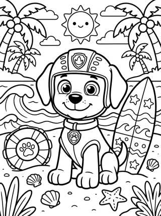 Desenho de Zuma en la Playa para colorir e imprimir grátis