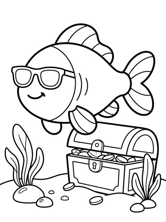 Desenho de Pez con Gafas de Sol para colorir e imprimir grátis