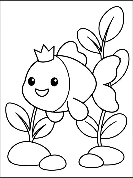 Desenho de Pez Dorado con Corona para colorir e imprimir grátis