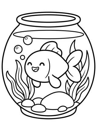 Desenho de Pez Dorado en la Pecera para colorir e imprimir grátis
