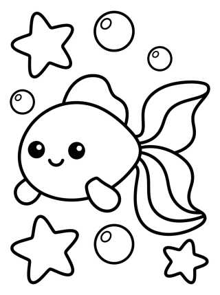 Desenho de Pececito Mágico con Estrellas para colorir e imprimir grátis
