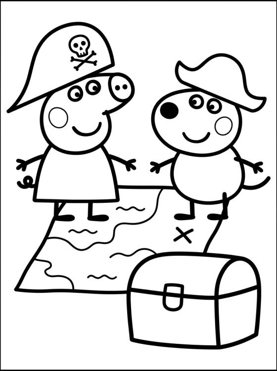 Peppa y Danny Perro Piratas para colorir Desenho de Peppa y Danny Perro Piratas para colorir e imprimir grátis