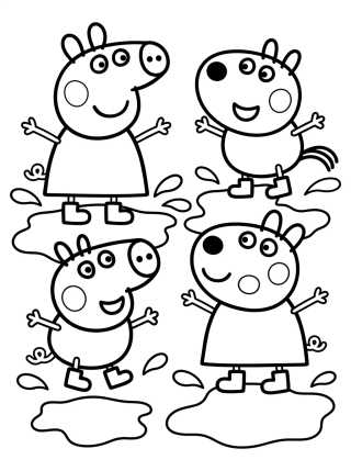 Desenho de Peppa y Pedro Pony en el Lodo para colorir e imprimir grátis