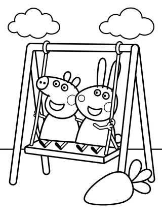 Desenho de Peppa y Rebecca Liebre para colorir e imprimir grátis