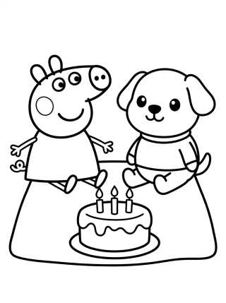 Desenho de Peppa Pig y Danny Perro para colorir e imprimir grátis