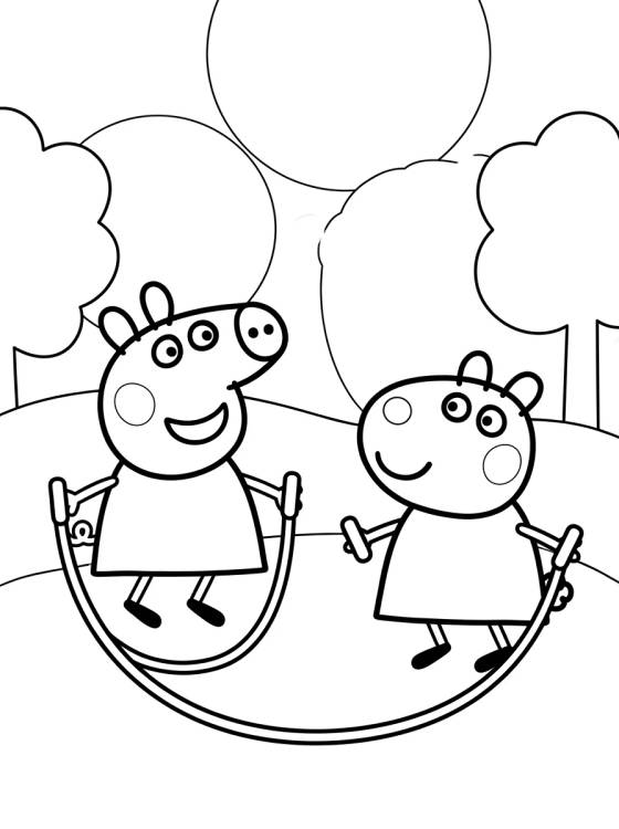 Desenho de Peppa Pig y Suzy Oveja para colorir e imprimir grátis