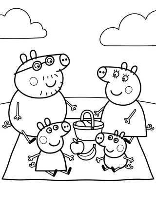 Desenho de Familia Pig de Picnic para colorir e imprimir grátis