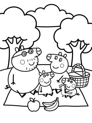 Desenho de Familia Pig de Picnic para colorir e imprimir grátis