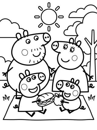 Desenho de Familia Pig Reunida para colorir e imprimir grátis