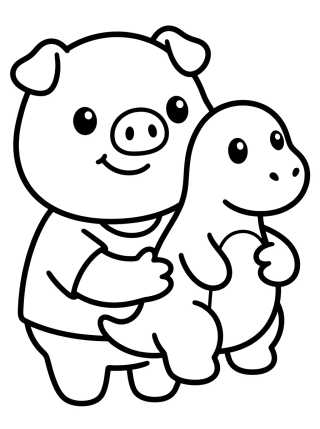 Desenho de George y su Dinosaurio para colorir e imprimir grátis