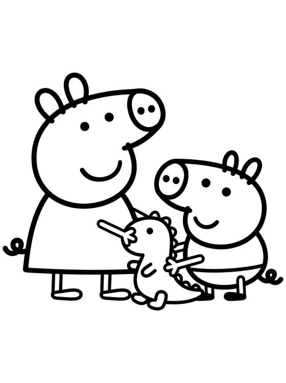 Desenho de Peppa y George Jugando para colorir e imprimir grátis