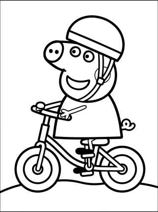 Desenho de Peppa Pig en Bicicleta para colorir e imprimir grátis
