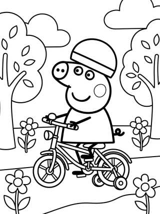 Desenho de Peppa Pig en Bicicleta para colorir e imprimir grátis